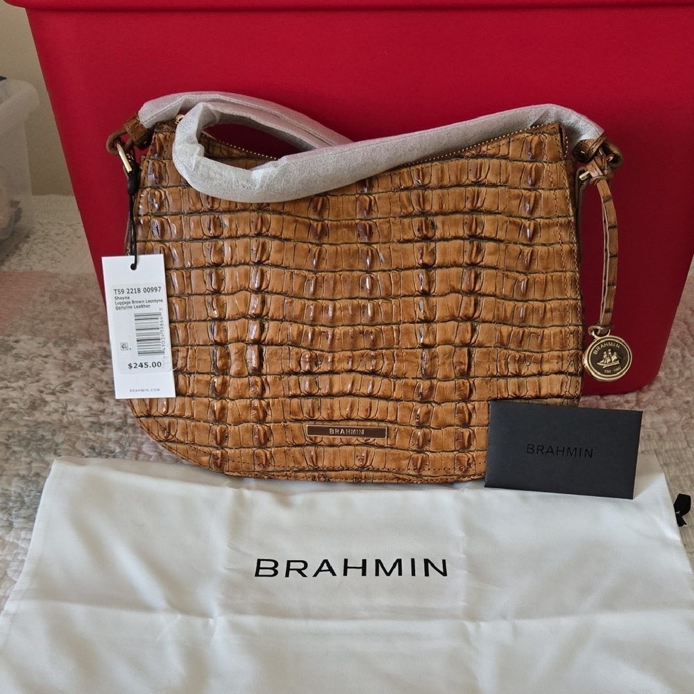 Brahmin Shayna Crossbody Bag In Luggage Brown Leontyne. NWT. RARE